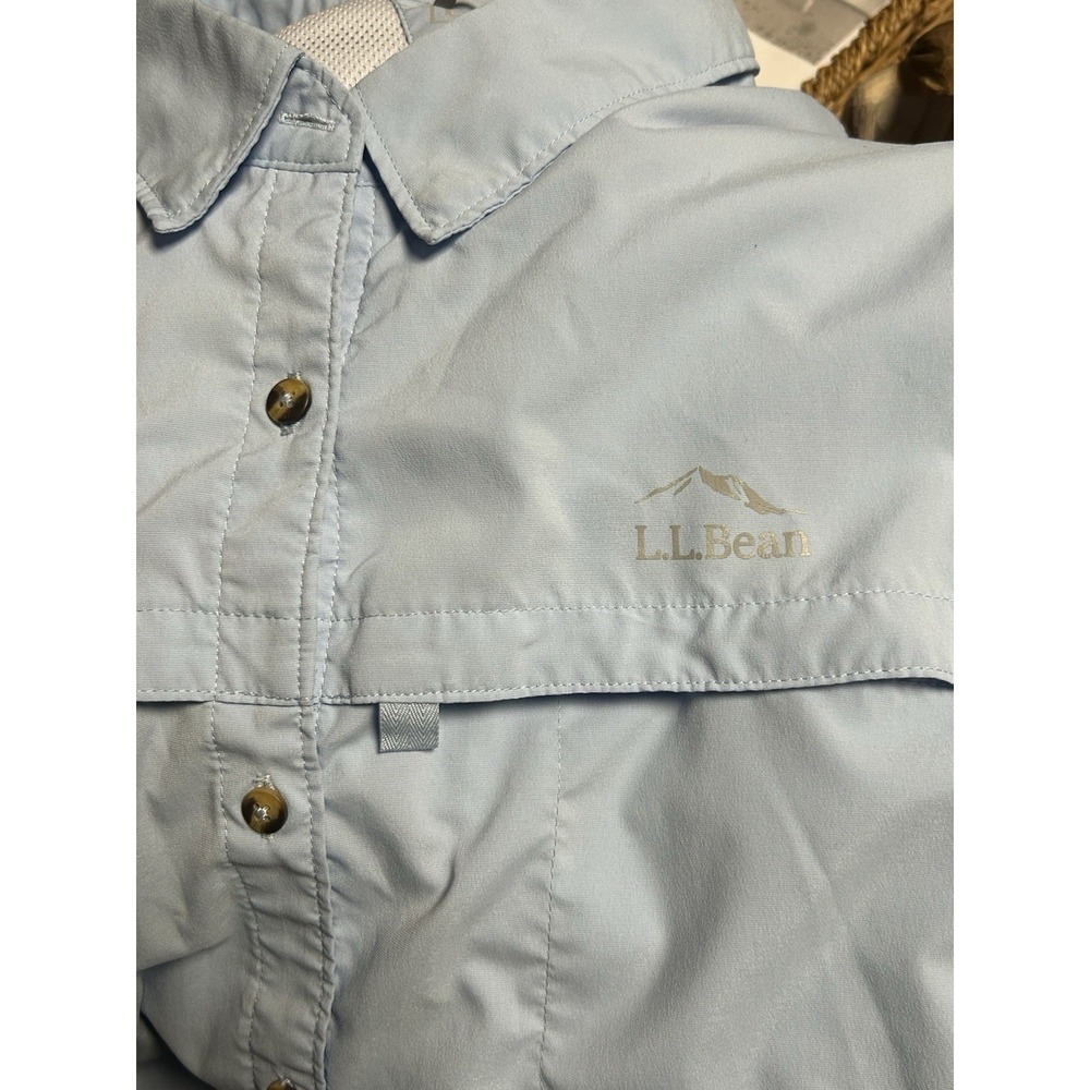 L.L. Bean Blue Size 2X Plus Short sleeves Buttondown outdoor Tropic shirt 615 - Picture 3 of 5